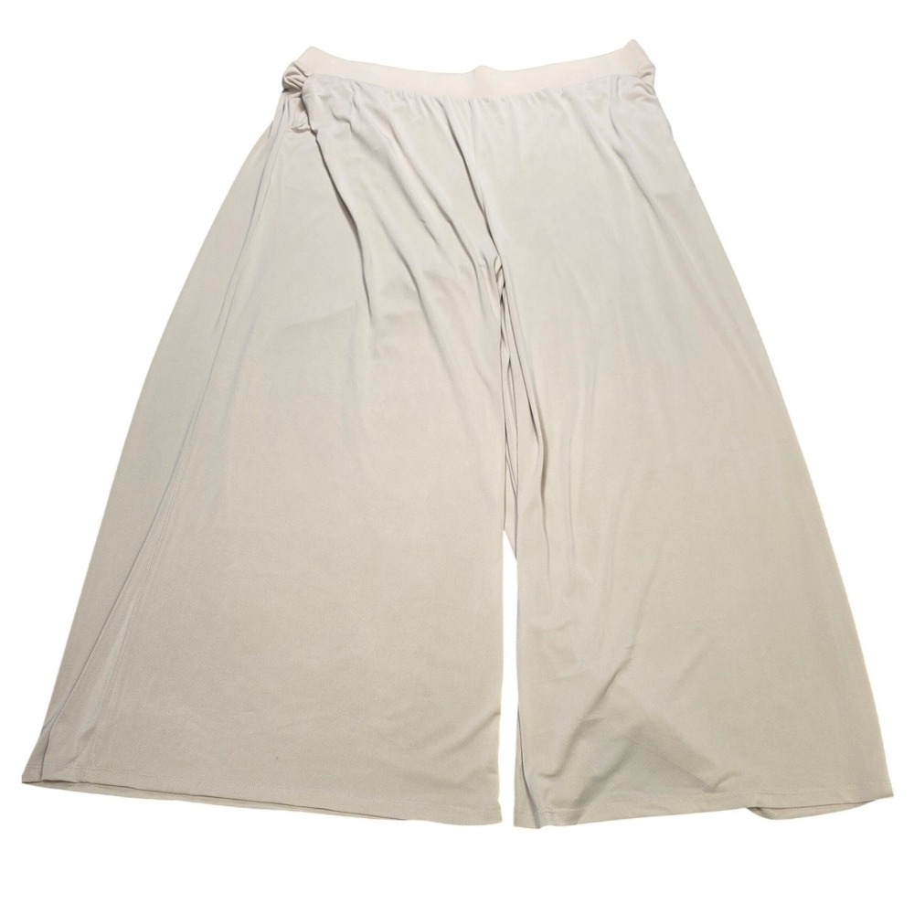 Cato Est. 1946 Wide Leg Palazzo Pants Women's Size 22/24W Tan Jersey Knit Pocket